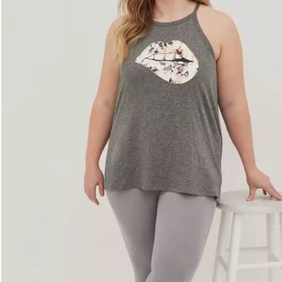 Torrid Charcoal Graphic Tank Top - Picture 1 of 9